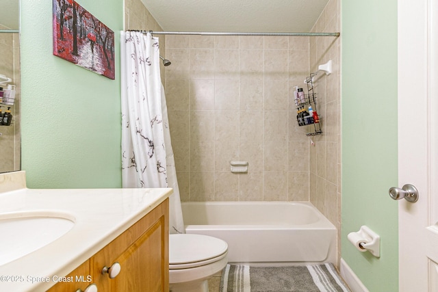 854 Belhurst Ln, Rockledge, FL 32955 - bathroom with vanity, toilet, shower / bathtub combination with curtain, and tile patterned flooring