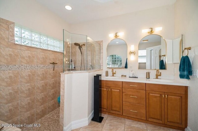 4178 Ventana Blvd, Rockledge, FL 32955 - full bath with walk in shower, double vanity, and tile patterned floors