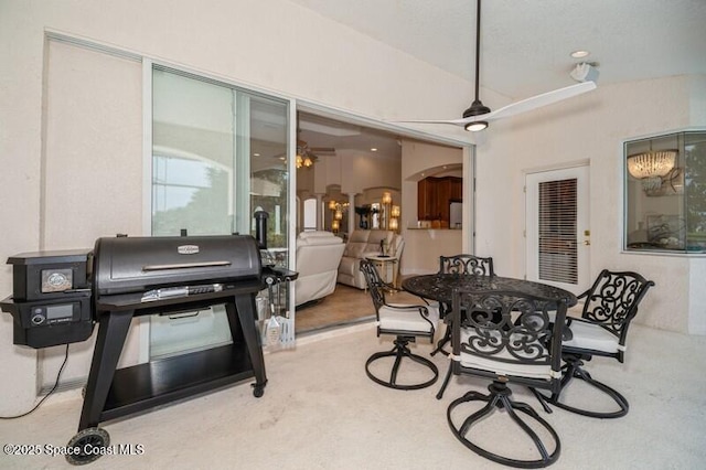 4178 Ventana Blvd, Rockledge, FL 32955 - dining space featuring arched walkways, ceiling fan, and a chandelier