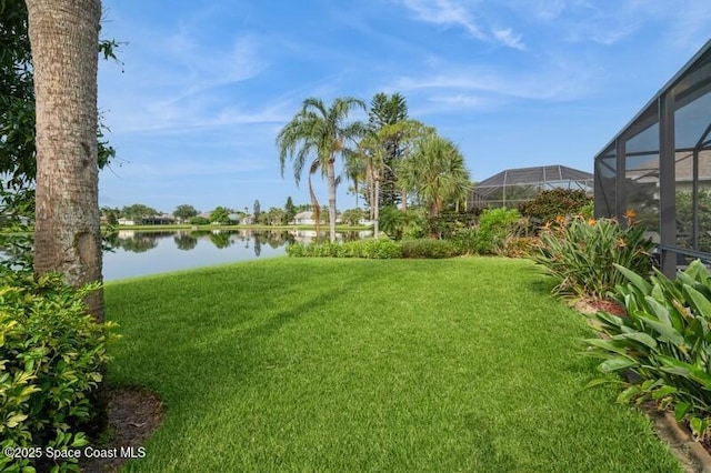 4178 Ventana Blvd, Rockledge, FL 32955 - view of grassy yard featuring a water view and glass enclosure