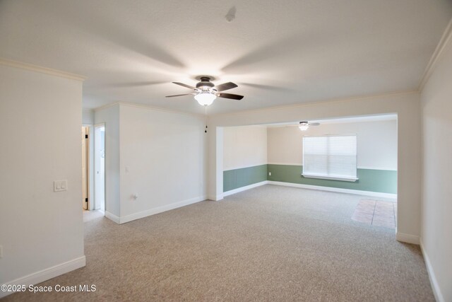 5510 Howell Branch Rd, Winter Park, FL 32792 - carpeted empty room with ceiling fan, ornamental molding, and baseboards
