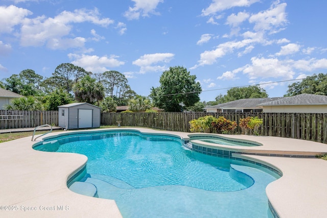 174 Peckham St NE, Palm Bay, FL 32907 - view of pool with a fenced backyard, a patio area, and a pool with connected hot tub