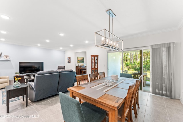 916 Corbin Cir SW, Palm Bay, FL 32908 - dining area featuring ornamental molding, light tile patterned floors, and recessed lighting