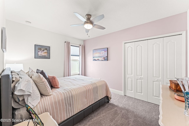 916 Corbin Cir SW, Palm Bay, FL 32908 - bedroom featuring carpet floors, a closet, ceiling fan, and baseboards