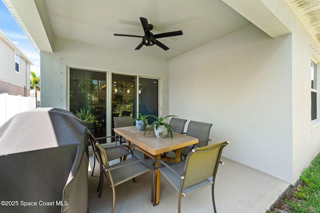 916 Corbin Cir SW, Palm Bay, FL 32908 - view of patio with a ceiling fan, grilling area, and outdoor dining space