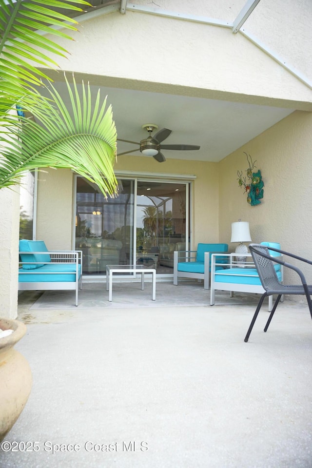 view of patio / terrace with a ceiling fan