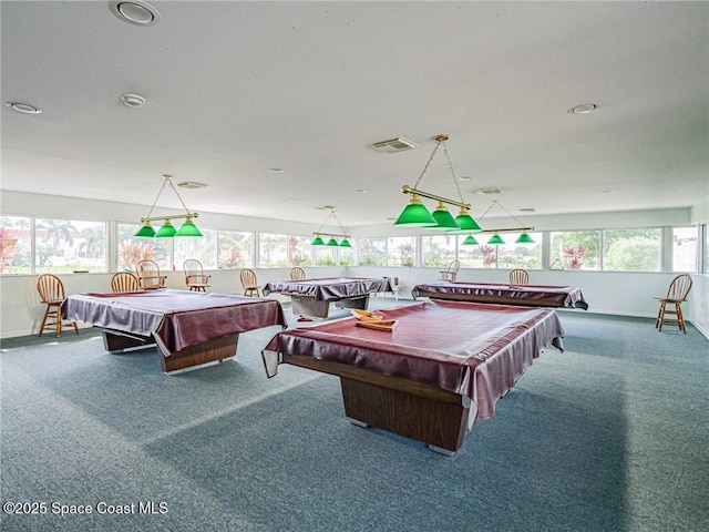 18 Vista Palm Ln Unit 102, Vero Beach, FL 32962 - rec room with billiards, carpet flooring, baseboards, and recessed lighting