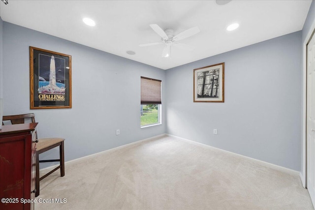 1160 Waco Blvd SE, Palm Bay, FL 32909 - spare room with carpet flooring, baseboards, a ceiling fan, and recessed lighting