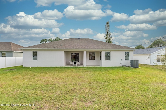 1717 Dalroy St NW, Palm Bay, FL 32907 - back of property featuring cooling unit, a patio, and stucco siding