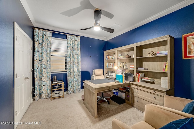738 Old Country SE, Palm Bay, FL 32909 - carpeted office with crown molding and a ceiling fan