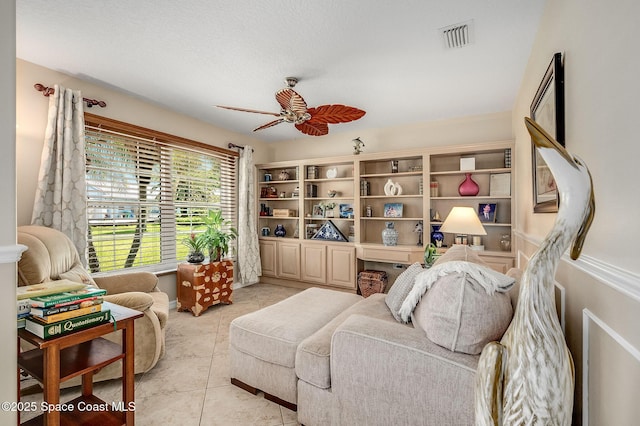 208 Chello Ave, Sebastian, FL 32958 - living room featuring light tile patterned floors and ceiling fan
