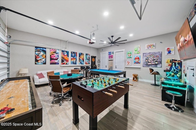 120 Mediterranean Way, Indian Harbour Beach, FL 32937 - playroom with recessed lighting, light wood-style floors, and pool table