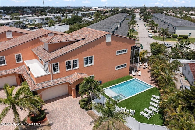 120 Mediterranean Way, Indian Harbour Beach, FL 32937 - aerial view of property and surrounding area featuring a pool area