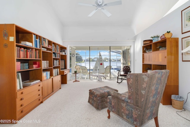 1181 Cypress Trace Dr, Melbourne, FL 32940 - living area featuring carpet flooring and a ceiling fan