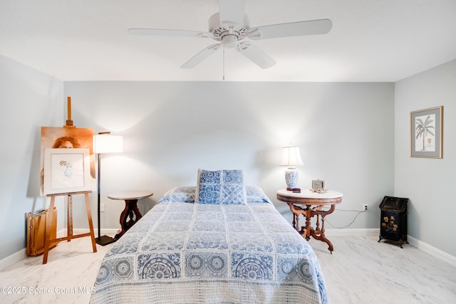 1527 S Atlantic Ave Unit 201, Cocoa Beach, FL 32931 - bedroom with baseboards and a ceiling fan