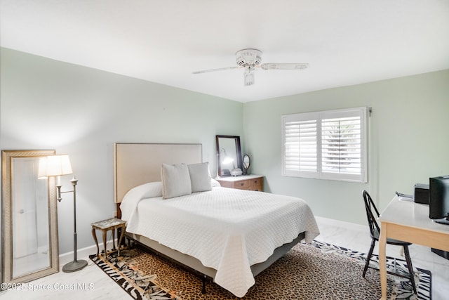 1527 S Atlantic Ave Unit 201, Cocoa Beach, FL 32931 - bedroom with baseboards, ceiling fan, and an office area