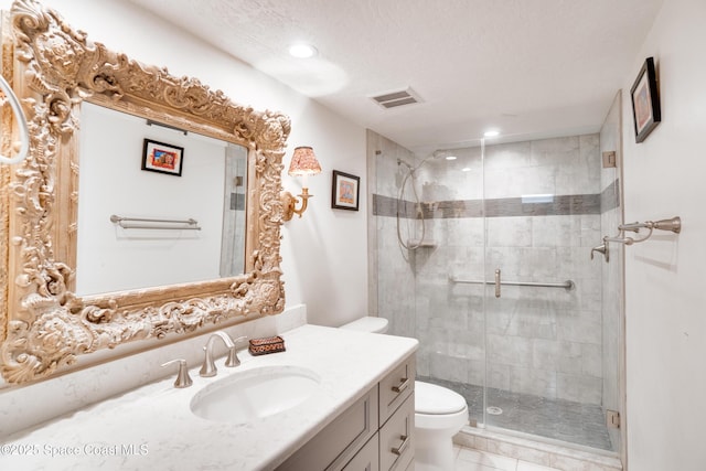 1527 S Atlantic Ave Unit 201, Cocoa Beach, FL 32931 - full bath with toilet, a shower stall, vanity, and recessed lighting