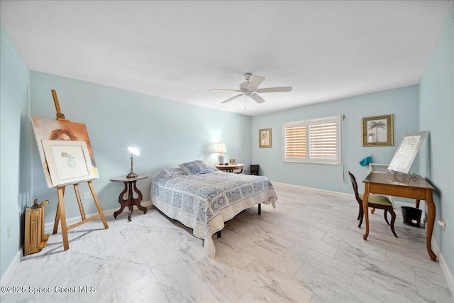 1527 S Atlantic Ave Unit 201, Cocoa Beach, FL 32931 - bedroom with baseboards and a ceiling fan