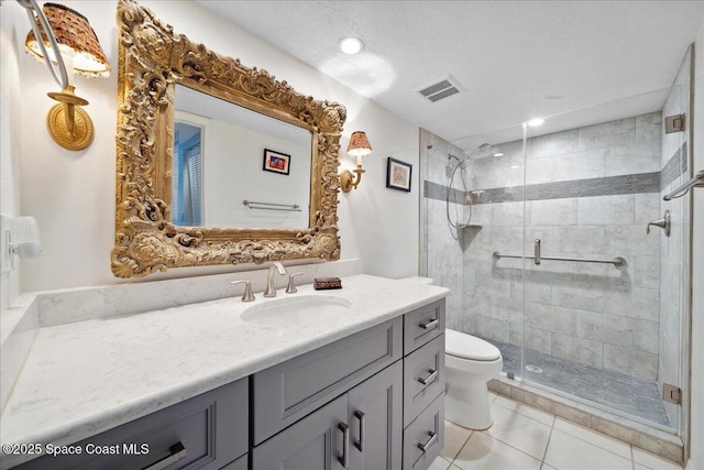 1527 S Atlantic Ave Unit 201, Cocoa Beach, FL 32931 - bathroom with vanity, a stall shower, and tile patterned floors