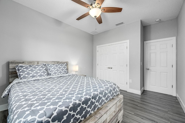 382 Eldron Blvd NE, Palm Bay, FL 32907 - bedroom featuring wood finished floors, baseboards, a closet, and ceiling fan