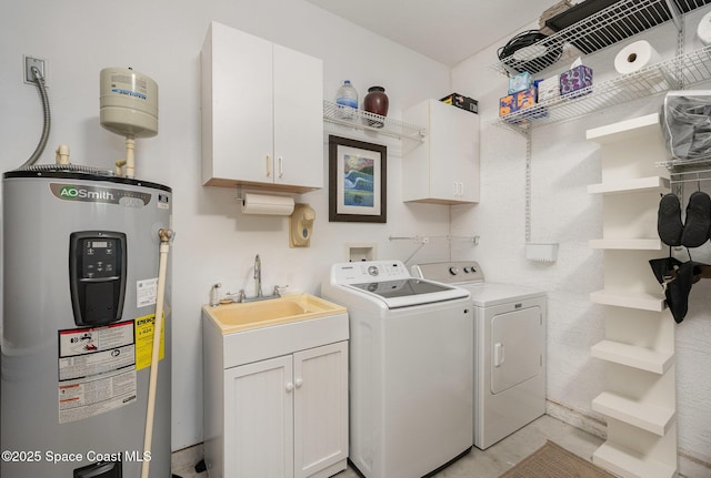 210 Sutton St, Rockledge, FL 32955 - washroom with water heater, washer and dryer, and cabinet space