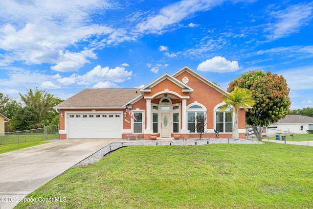 1398 Stuttgart Ave NW, Palm Bay, FL 32907 - ranch-style home with a garage, concrete driveway, and stucco siding