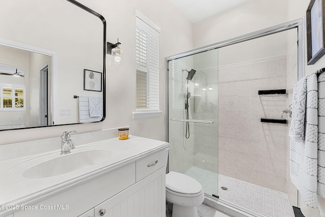 1172 Vestavia Cir, Melbourne, FL 32940 - full bathroom with plenty of natural light, a shower stall, and toilet