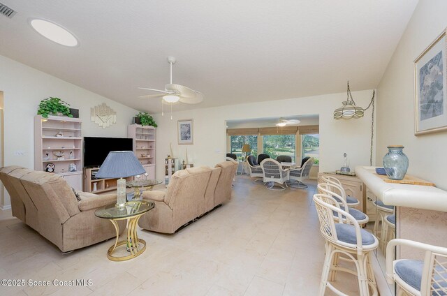 960 Mayflower Ave, Melbourne, FL 32940 - living room with ceiling fan and lofted ceiling