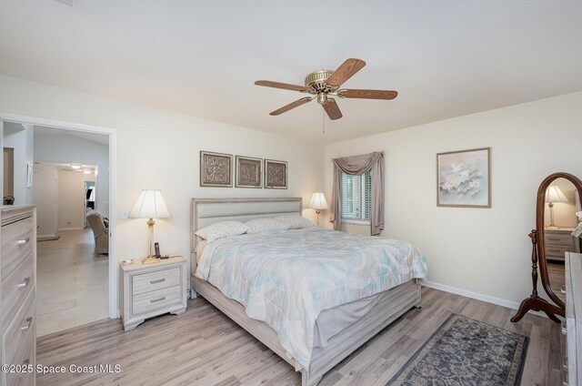 960 Mayflower Ave, Melbourne, FL 32940 - bedroom with light wood-type flooring, baseboards, and a ceiling fan