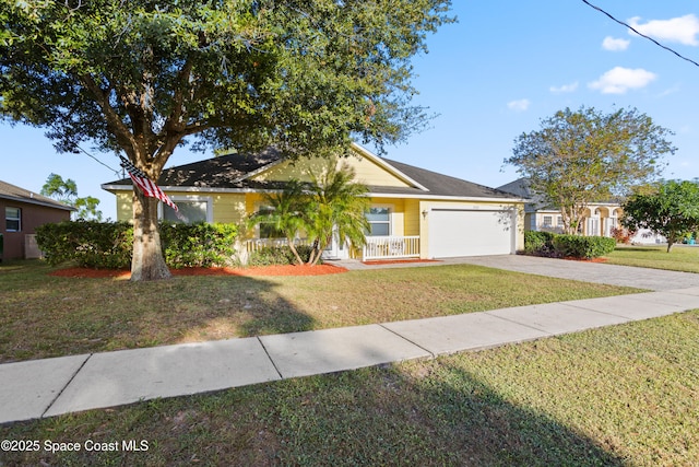 2922 Brandywine Cir, Titusville, FL 32796 - view of front facade with driveway, an attached garage, and a front yard