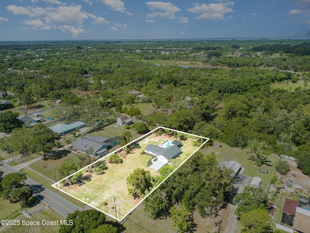 5695 Broad Acres St, Merritt Island, FL 32953 - aerial overview of property's location with property boundaries highlighted and a heavily wooded area