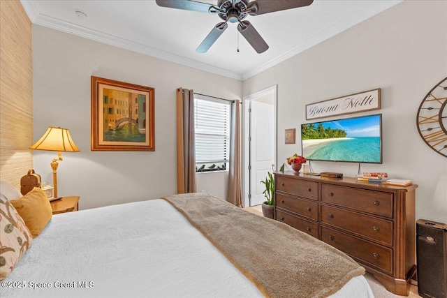 2889 Millennium Cir, Melbourne, FL 32940 - bedroom featuring ornamental molding and ceiling fan