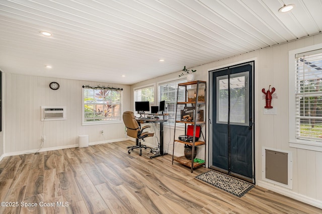 1035 Blau Ct NW, Palm Bay, FL 32907 - office space featuring wood finished floors, plenty of natural light, baseboards, recessed lighting, and wood walls