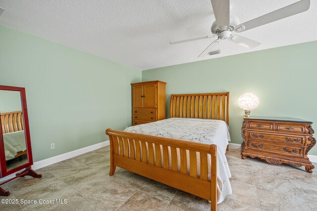 1317 Mohegan Ter SE, Palm Bay, FL 32909 - bedroom with a textured ceiling, baseboards, and a ceiling fan