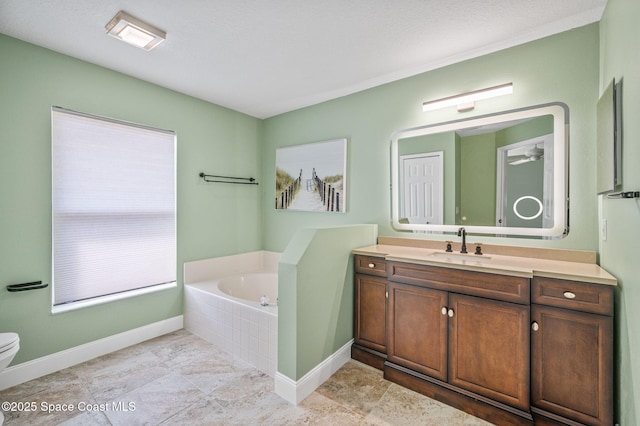 1317 Mohegan Ter SE, Palm Bay, FL 32909 - full bath with a bath, toilet, vanity, and baseboards