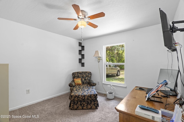 1456 Saxony Rd SW, Palm Bay, FL 32908 - home office with ceiling fan and carpet