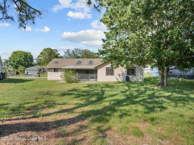 175 Awin Cir SE, Palm Bay, FL 32909 - back of property with a sunroom and stucco siding