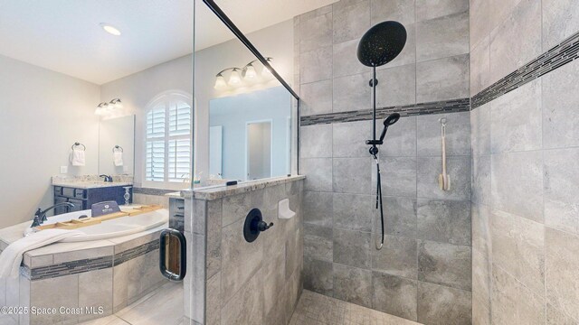 8051 Strom Park Dr, Melbourne, FL 32940 - bathroom with a tile shower and vanity
