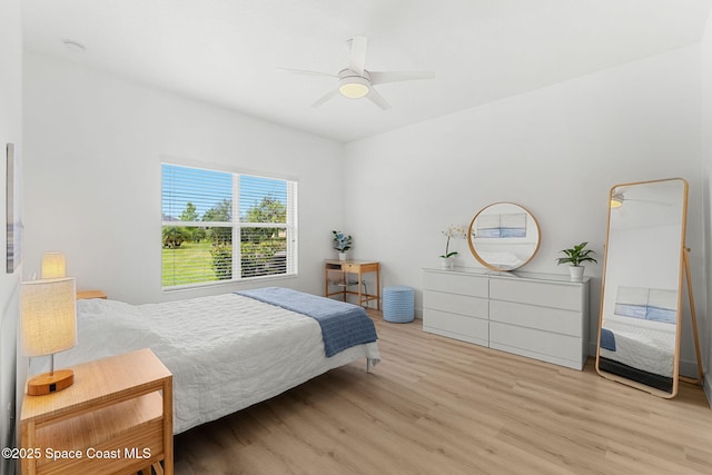 5928 Van Ness Dr, Melbourne, FL 32940 - bedroom featuring wood finished floors and a ceiling fan