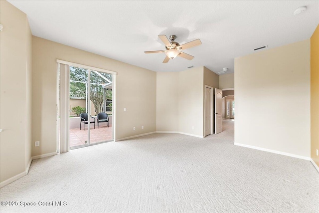 4160 Aberdeen Cir, Rockledge, FL 32955 - spare room with a ceiling fan, light colored carpet, arched walkways, and a smoke detector