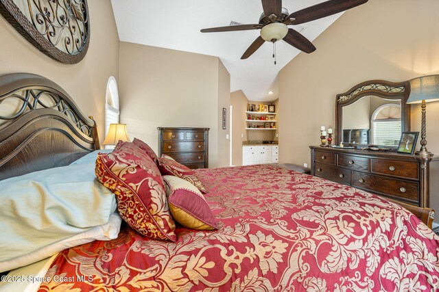 3360 Fort Sumter St, Melbourne, FL 32934 - bedroom featuring vaulted ceiling and a ceiling fan