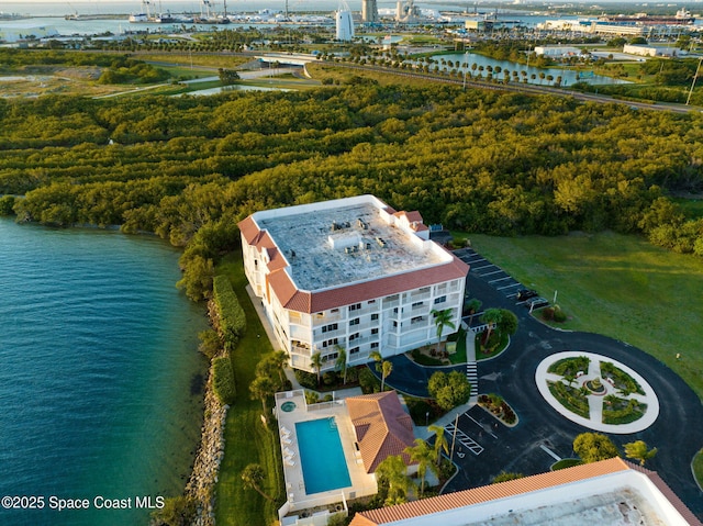 8984 Puerto Del Rio Dr Unit 202, Cape Canaveral, FL 32920 - drone / aerial view of a large body of water and a heavily wooded area