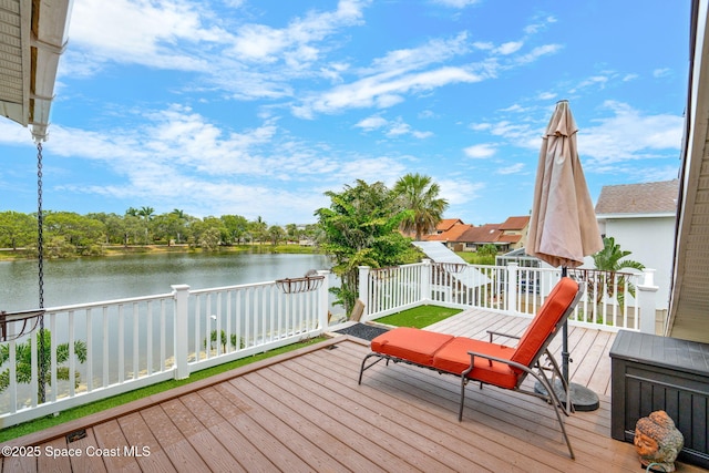 420 Tortoise View Cir, Satellite Beach, FL 32937 - wooden deck with a water view