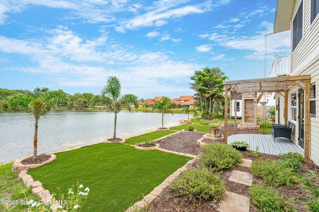 420 Tortoise View Cir, Satellite Beach, FL 32937 - view of grassy yard with a pergola and a water view