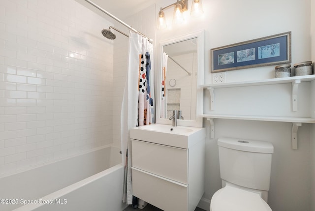 118 S Indian Cir, Cocoa, FL 32922 - bathroom featuring vanity, toilet, and shower / bath combination with curtain
