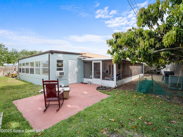 1475 Mars St, Merritt Island, FL 32953 - back of house featuring a sunroom, a patio, and cooling unit