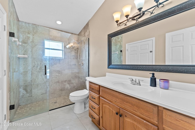 6858 Sweet Bay Ct, Cocoa, FL 32927 - full bath featuring vanity, a shower stall, toilet, and tile patterned flooring