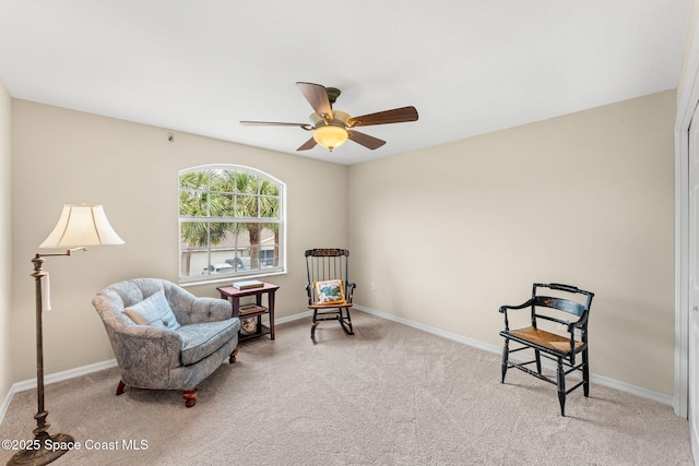 262 Prince William Ct, Satellite Beach, FL 32937 - sitting room featuring carpet floors and ceiling fan