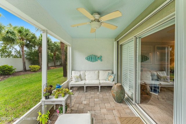 262 Prince William Ct, Satellite Beach, FL 32937 - sunroom / solarium featuring ceiling fan