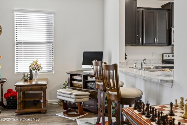 4554 Magenta Isles Dr, Melbourne, FL 32904 - home office featuring wood finished floors and a sink